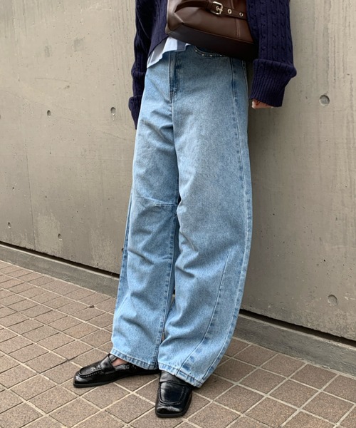 link lot(リンクロット)の「【バックゴム】ボーイフレンドリベットデニムカーブパンツ(デニムパンツ・レディース・サックスブルー/ブルー/インディゴブルー・F)」の9枚目の写真
