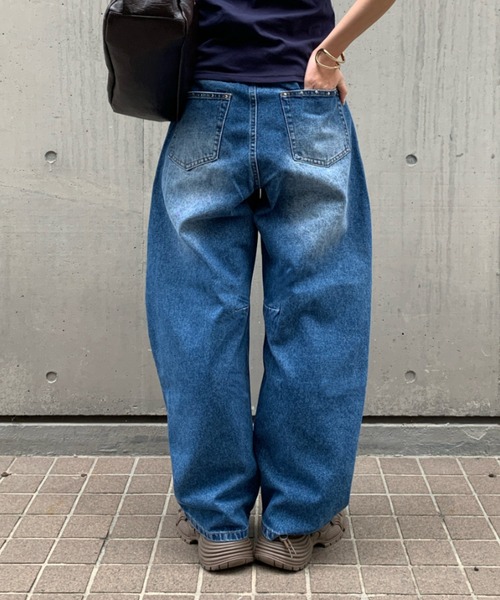 link lot(リンクロット)の「【バックゴム】ボーイフレンドリベットデニムカーブパンツ(デニムパンツ・レディース・サックスブルー/ブルー/インディゴブルー・F)」の10枚目の写真