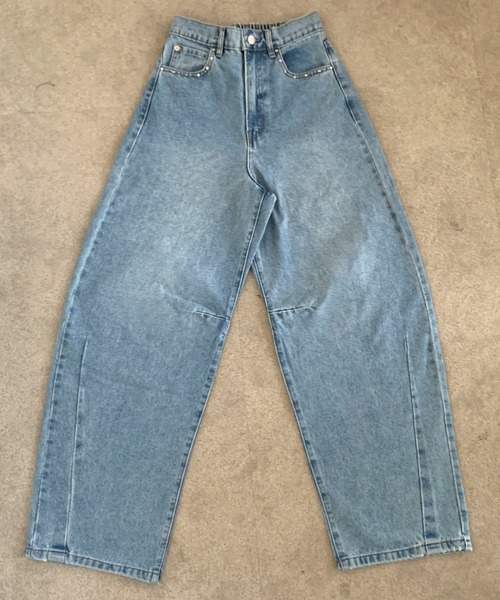 link lot(リンクロット)の「【バックゴム】ボーイフレンドリベットデニムカーブパンツ(デニムパンツ・レディース・サックスブルー/ブルー/インディゴブルー・F)」の13枚目の写真