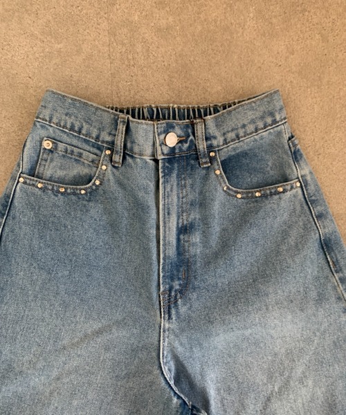 link lot(リンクロット)の「【バックゴム】ボーイフレンドリベットデニムカーブパンツ(デニムパンツ・レディース・サックスブルー/ブルー/インディゴブルー・F)」の14枚目の写真