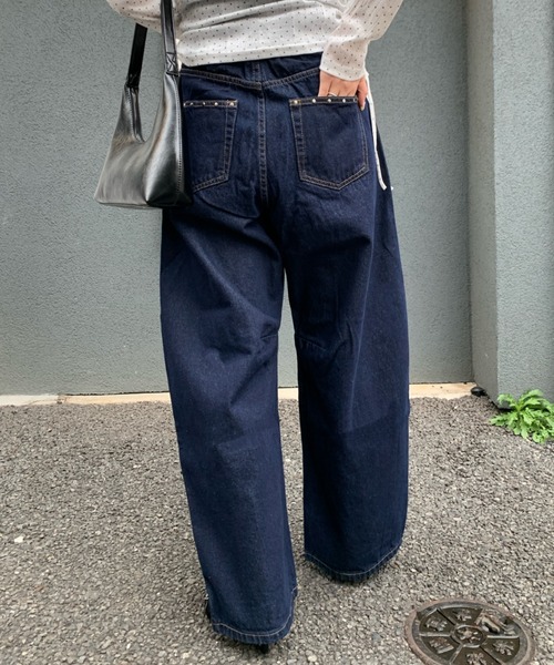link lot(リンクロット)の「【バックゴム】ボーイフレンドリベットデニムカーブパンツ(デニムパンツ・レディース・サックスブルー/ブルー/インディゴブルー・F)」の20枚目の写真