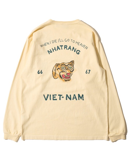 HOUSTON（ヒューストン）の「【HOUSTON / ヒューストン】USCOTTON PIGMENT TEE / ピグメントクルーネックロンT（Tシャツ/カットソー・メンズ・ブラック/オフホワイト/ターコイズブルー/サーモンピンク・MEDIUM/LARGE/X-LARGE）」の6枚目の写真