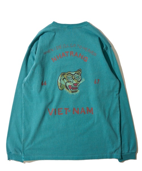 HOUSTON（ヒューストン）の「【HOUSTON / ヒューストン】USCOTTON PIGMENT TEE / ピグメントクルーネックロンT（Tシャツ/カットソー・メンズ・ブラック/オフホワイト/ターコイズブルー/サーモンピンク・MEDIUM/LARGE/X-LARGE）」の10枚目の写真