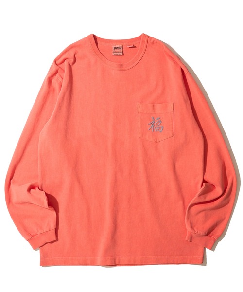 HOUSTON（ヒューストン）の「【HOUSTON / ヒューストン】USCOTTON PIGMENT TEE / ピグメントクルーネックロンT（Tシャツ/カットソー・メンズ・ブラック/オフホワイト/ターコイズブルー/サーモンピンク・MEDIUM/LARGE/X-LARGE）」の11枚目の写真