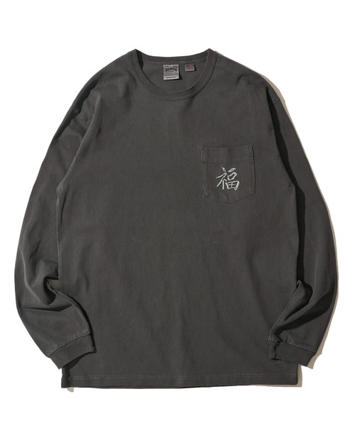 HOUSTON（ヒューストン）の「【HOUSTON / ヒューストン】USCOTTON PIGMENT TEE / ピグメントクルーネックロンT（Tシャツ/カットソー・メンズ・ブラック/オフホワイト/ターコイズブルー/サーモンピンク・MEDIUM/LARGE/X-LARGE）」の7枚目の写真