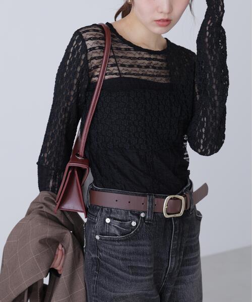 FREE'S MART（フリーズマート）の「◆パッチワークチュールレースカットソー（Tシャツ/カットソー・レディース・ブラック/ホワイト・FREE）」の7枚目の写真