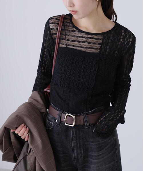 FREE'S MART（フリーズマート）の「◆パッチワークチュールレースカットソー（Tシャツ/カットソー・レディース・ブラック/ホワイト・FREE）」の8枚目の写真