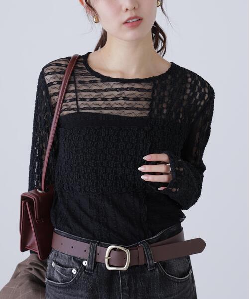 FREE'S MART（フリーズマート）の「◆パッチワークチュールレースカットソー（Tシャツ/カットソー・レディース・ブラック/ホワイト・FREE）」の10枚目の写真