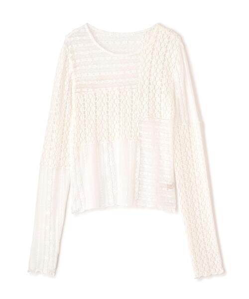 FREE'S MART（フリーズマート）の「◆パッチワークチュールレースカットソー（Tシャツ/カットソー・レディース・ブラック/ホワイト・FREE）」の16枚目の写真