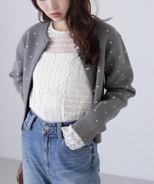 FREE'S MART（フリーズマート）の「◆パッチワークチュールレースカットソー（Tシャツ/カットソー・レディース・ブラック/ホワイト・FREE）」の19枚目の写真