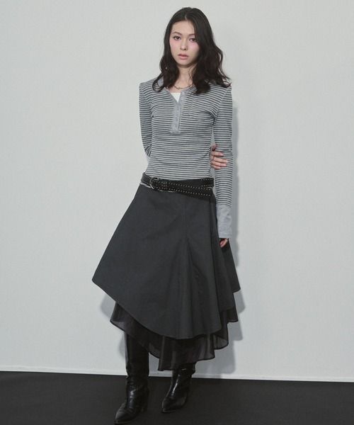 ENVYM（アンビー）の「レイヤードフレアミディアムスカート（スカート・レディース・ホワイト/グレー・FREE）」の12枚目の写真