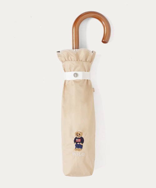 POLO RALPH LAUREN(ポロ ラルフ ローレン)の「【WEB限定】遮光100% 晴雨兼用日傘 2段折たたみ スカラフリル ワンポイント ”POLO FLAG BEAR”(折りたたみ傘・レディース・ダークブルー/ホワイト×ブルー/オフホワイト/ベージュ・FREE)」の3枚目の写真