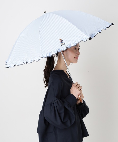POLO RALPH LAUREN(ポロ ラルフ ローレン)の「【WEB限定】遮光100% 晴雨兼用日傘 2段折たたみ スカラフリル ワンポイント ”POLO FLAG BEAR”(折りたたみ傘・レディース・ダークブルー/ホワイト×ブルー/オフホワイト/ベージュ・FREE)」の18枚目の写真
