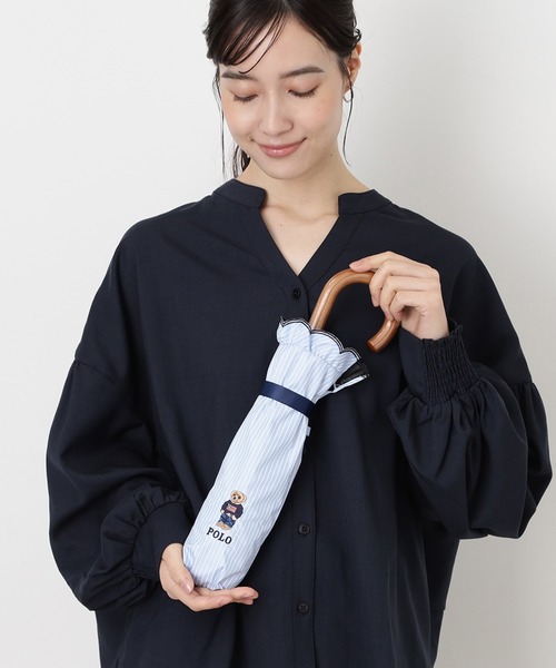POLO RALPH LAUREN(ポロ ラルフ ローレン)の「【WEB限定】遮光100% 晴雨兼用日傘 2段折たたみ スカラフリル ワンポイント ”POLO FLAG BEAR”(折りたたみ傘・レディース・ダークブルー/ホワイト×ブルー/オフホワイト/ベージュ・FREE)」の19枚目の写真