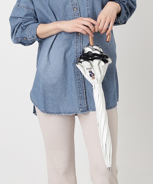 POLO RALPH LAUREN(ポロ ラルフ ローレン)の「【WEB限定】遮光100% 晴雨兼用日傘 2段折たたみ スカラフリル ワンポイント ”POLO FLAG BEAR”(折りたたみ傘・レディース・ダークブルー/ホワイト×ブルー/オフホワイト/ベージュ・FREE)」の16枚目の写真