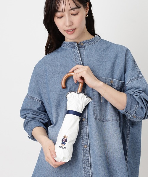 POLO RALPH LAUREN(ポロ ラルフ ローレン)の「【WEB限定】遮光100% 晴雨兼用日傘 2段折たたみ スカラフリル ワンポイント ”POLO FLAG BEAR”(折りたたみ傘・レディース・ダークブルー/ホワイト×ブルー/オフホワイト/ベージュ・FREE)」の17枚目の写真