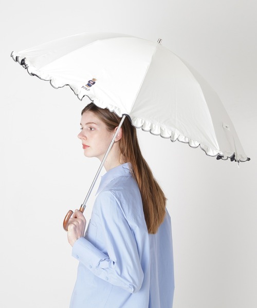 POLO RALPH LAUREN(ポロ ラルフ ローレン)の「【WEB限定】遮光100% 晴雨兼用日傘 2段折たたみ スカラフリル ワンポイント ”POLO FLAG BEAR”(折りたたみ傘・レディース・ダークブルー/ホワイト×ブルー/オフホワイト/ベージュ・FREE)」の22枚目の写真