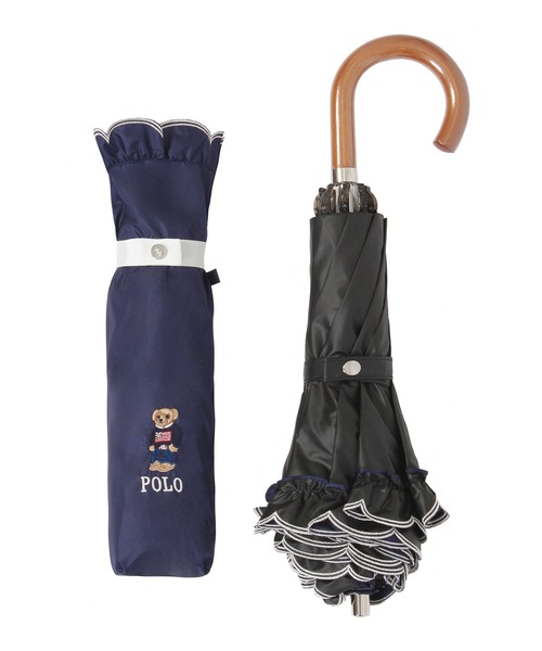POLO RALPH LAUREN(ポロ ラルフ ローレン)の「【WEB限定】遮光100% 晴雨兼用日傘 2段折たたみ スカラフリル ワンポイント ”POLO FLAG BEAR”(折りたたみ傘・レディース・ダークブルー/ホワイト×ブルー/オフホワイト/ベージュ・FREE)」の5枚目の写真