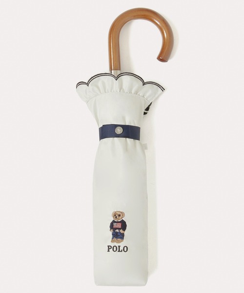 POLO RALPH LAUREN(ポロ ラルフ ローレン)の「【WEB限定】遮光100% 晴雨兼用日傘 2段折たたみ スカラフリル ワンポイント ”POLO FLAG BEAR”(折りたたみ傘・レディース・ダークブルー/ホワイト×ブルー/オフホワイト/ベージュ・FREE)」の14枚目の写真