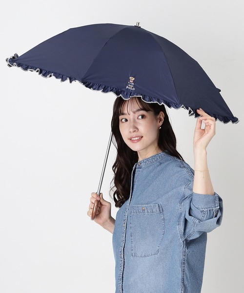 POLO RALPH LAUREN(ポロ ラルフ ローレン)の「【WEB限定】遮光100% 晴雨兼用日傘 2段折たたみ スカラフリル ワンポイント ”POLO FLAG BEAR”(折りたたみ傘・レディース・ダークブルー/ホワイト×ブルー/オフホワイト/ベージュ・FREE)」の21枚目の写真
