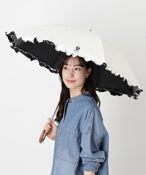 WEB限定】遮光100％ 晴雨兼用日傘 2段折たたみ スカラフリル ワン