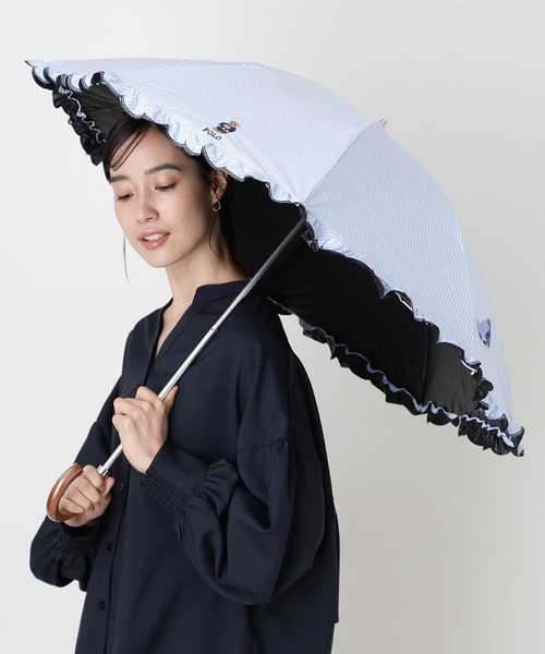 WEB限定】遮光100％ 晴雨兼用日傘 2段折たたみ スカラフリル ワン