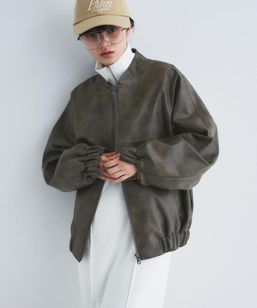 CODE A(コードエー)の「【Re】grain zip over blouson(ブルゾン・レディース・ダークブラウン・00)」の2枚目の写真