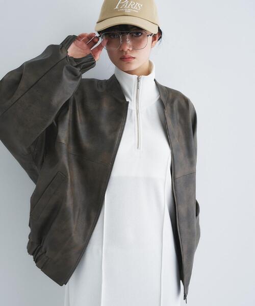 CODE A(コードエー)の「【Re】grain zip over blouson(ブルゾン・レディース・ダークブラウン・00)」の3枚目の写真