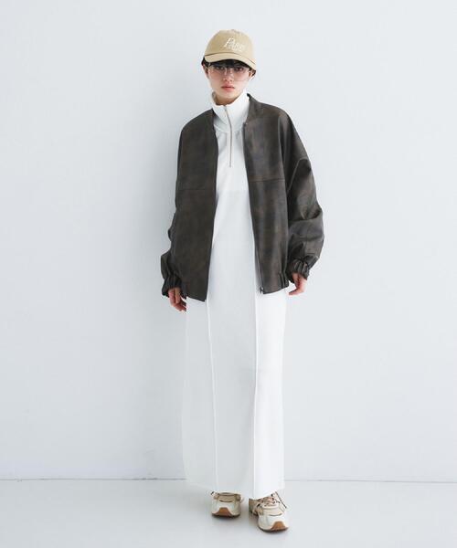 CODE A(コードエー)の「【Re】grain zip over blouson(ブルゾン・レディース・ダークブラウン・00)」の6枚目の写真