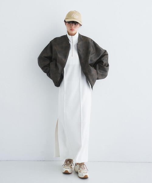 CODE A(コードエー)の「【Re】grain zip over blouson(ブルゾン・レディース・ダークブラウン・00)」の7枚目の写真