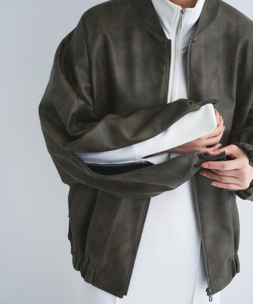 CODE A(コードエー)の「【Re】grain zip over blouson(ブルゾン・レディース・ダークブラウン・00)」の10枚目の写真