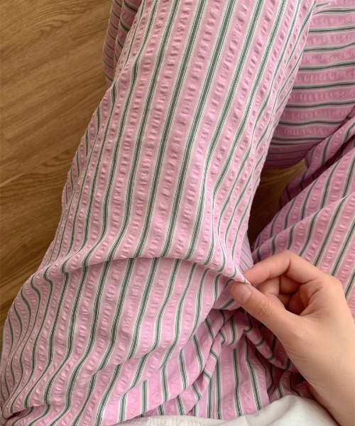Vini(ヴィニ)の「ストライプ ボーダー イージー パンツ ( ウエストゴム )(その他パンツ・レディース・グリーン×ピンク・MEDIUM/LARGE)」の6枚目の写真