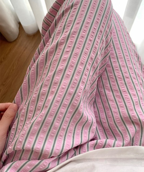 Vini(ヴィニ)の「ストライプ ボーダー イージー パンツ ( ウエストゴム )(その他パンツ・レディース・グリーン×ピンク・MEDIUM/LARGE)」の5枚目の写真