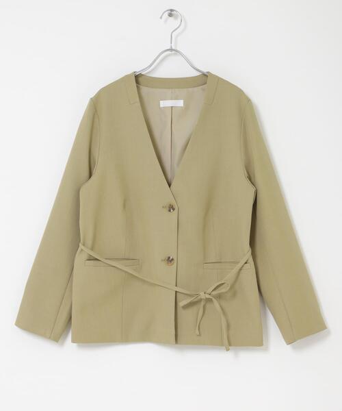 SENSE OF PLACE by URBAN RESEARCH（センスオブプレイスバイアーバンリサーチ）の「レースレイヤードノーカラージャケット（ノーカラージャケット・レディース・ベージュ/ブラック・ONE）」の17枚目の写真