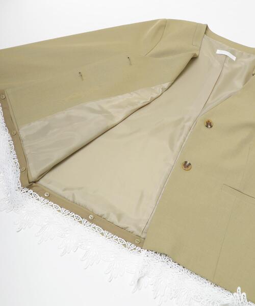 SENSE OF PLACE by URBAN RESEARCH（センスオブプレイスバイアーバンリサーチ）の「レースレイヤードノーカラージャケット（ノーカラージャケット・レディース・ベージュ/ブラック・ONE）」の18枚目の写真
