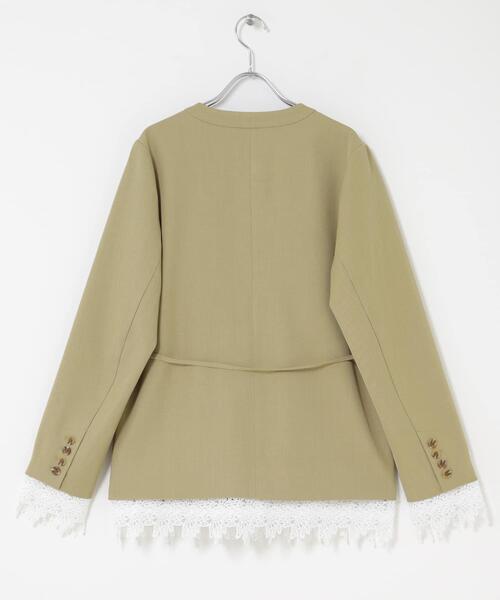 SENSE OF PLACE by URBAN RESEARCH（センスオブプレイスバイアーバンリサーチ）の「レースレイヤードノーカラージャケット（ノーカラージャケット・レディース・ベージュ/ブラック・ONE）」の20枚目の写真