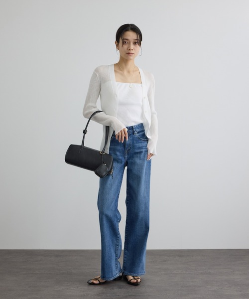 SALON adam et rope'(サロン アダム エ ロペ)の「【WEB限定】シアーリブニットVネックカーディガン(カーディガン/ボレロ・レディース・オフホワイト/ブラック/レッド/ブラウン・FREE)」の7枚目の写真