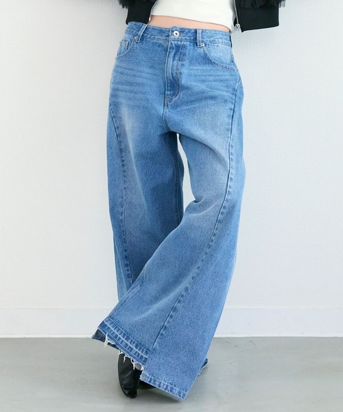 Tiny EDEN(タイニーエデン)の「パネル切り替えデニムワイドパンツ(デニムパンツ・レディース・ライトブルー/ブラック・S/M)」の19枚目の写真