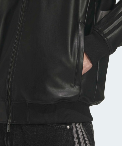 adidas（アディダス）の「adidas/アディダス フェイクレザースリーストライプス レザージャケット ブルゾン（ブルゾン・メンズ・ブラック・M/L/XL）」の22枚目の写真