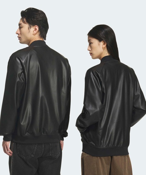 adidas（アディダス）の「adidas/アディダス フェイクレザースリーストライプス レザージャケット ブルゾン（ブルゾン・メンズ・ブラック・M/L/XL）」の21枚目の写真