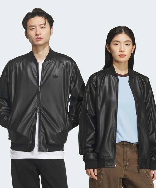 adidas（アディダス）の「adidas/アディダス フェイクレザースリーストライプス レザージャケット ブルゾン（ブルゾン・メンズ・ブラック・M/L/XL）」の20枚目の写真