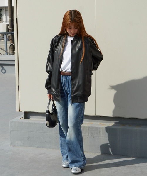 adidas（アディダス）の「adidas/アディダス フェイクレザースリーストライプス レザージャケット ブルゾン（ブルゾン・メンズ・ブラック・M/L/XL）」の16枚目の写真