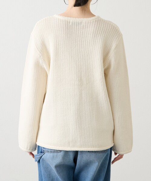 russet(ラシット)の「ノーカラーニットジャケット(カーディガン/ボレロ・レディース・アイボリー/ネイビー・FREE)」の10枚目の写真