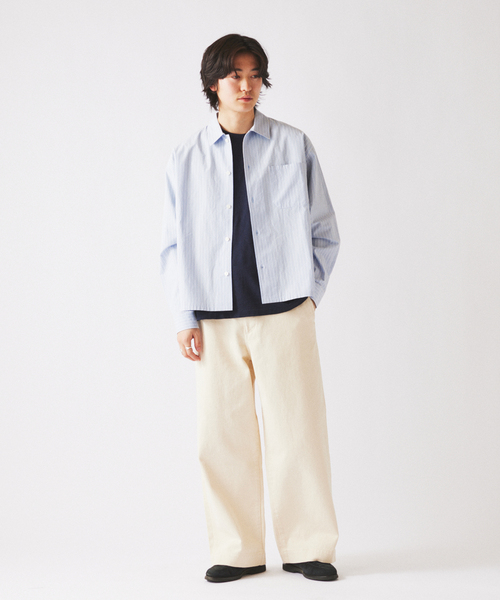 JOURNAL STANDARD relume（ジャーナルスタンダード　レリューム）の「JAMES FABRIC / ジェームスファブリック ボックスシルエット シャツ（シャツ/ブラウス・メンズ・サックスブルー/チャコールグレー/ベージュ/グリーン・LARGE/MEDIUM）」の16枚目の写真