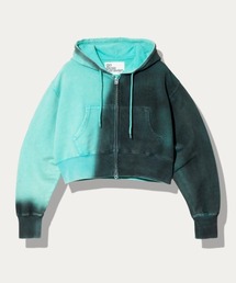 UNIQUEインレイ G/D 2TTONEスプレーカラー ZIPショートフーディー W