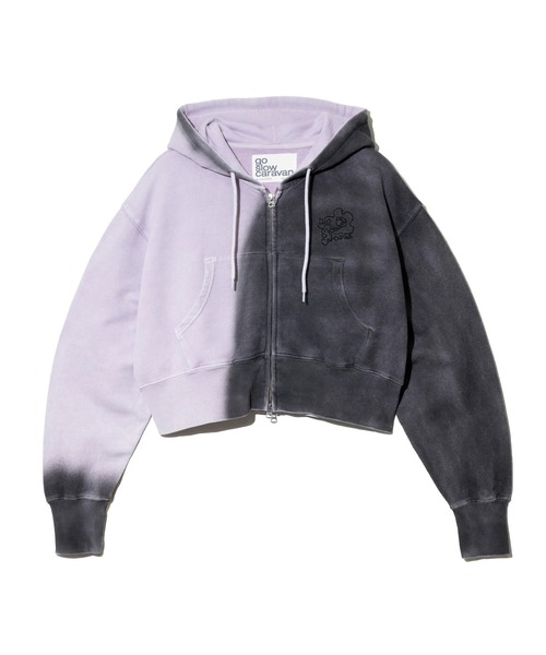 go slow caravan(ゴースローキャラバン)の「UNIQUEインレイ G/D 2TTONEスプレーカラー ZIPショートフーディー W(パーカー・レディース・レッド/ラベンダー/ターコイズブルー・FREE)」の13枚目の写真