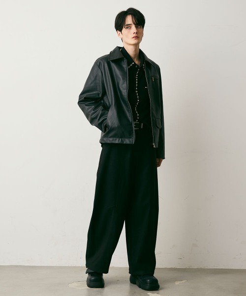 Shoowtime(ショウタイム)の「Wool-Like Center Seam Wide Slacks / ウールライクセンターシームワイドスラックス(スラックス・メンズ・チャコールグレー/ブラック・X-LARGE/LARGE/MEDIUM)」の19枚目の写真