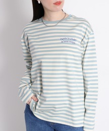 エンブロイダリー刺繍ロゴボーダーロングスリーブTee