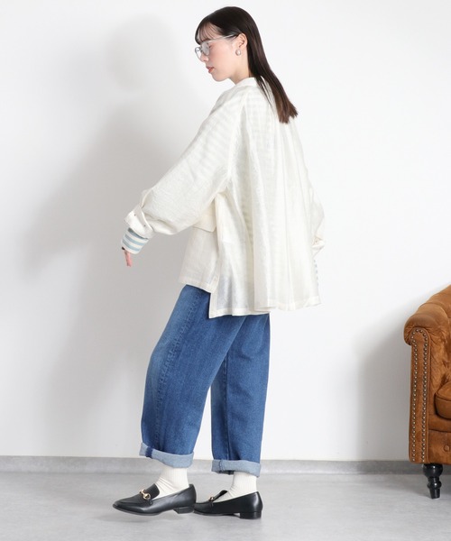 cepo(セポ)の「エンブロイダリー刺繍ロゴボーダーロングスリーブTee(Tシャツ/カットソー・レディース・サックスブルー/ホワイト×ブラック・M)」の6枚目の写真