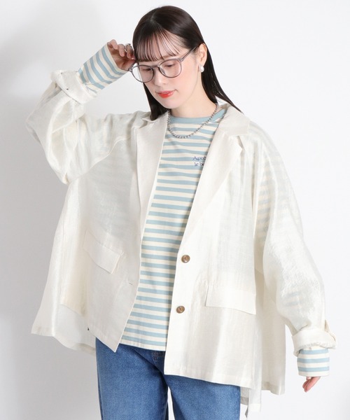 cepo(セポ)の「エンブロイダリー刺繍ロゴボーダーロングスリーブTee(Tシャツ/カットソー・レディース・サックスブルー/ホワイト×ブラック・M)」の14枚目の写真